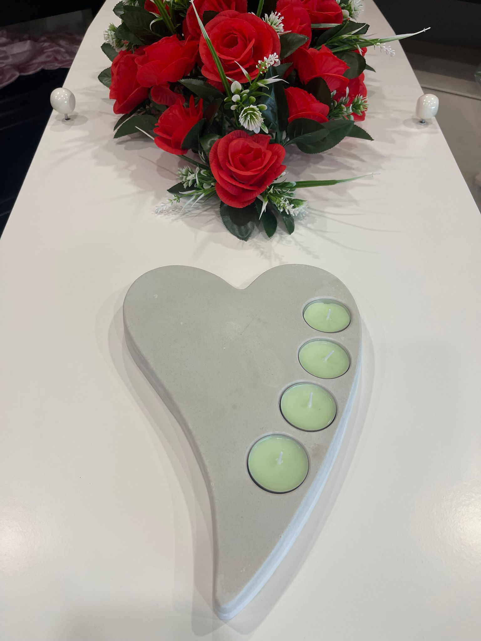 Waxinelichthouder hart met theelichten - Afbeelding 2
